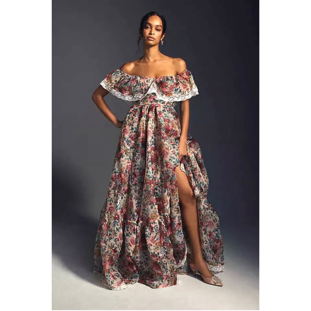 NEW Selkie Nightcap Romance Novel Floral Off-Shoulder Dress - Picture 4 of 16